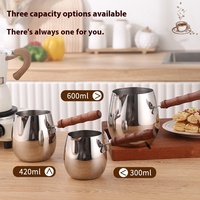 Yolecen en acier inoxydable de Style italien fantaisie manche en palissandre tasse à mousser le lait nouveau matériau d'ustensile de tasse d'art Latte en forme de cylindre
