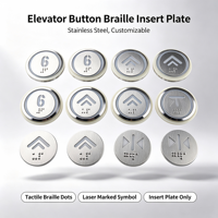 Plaque d'insertion tactile en braille pour bouton d'ascenseur, en acier inoxydable, avec numéros et symboles personnalisés, panneau métallique accessible, pièce de modèle