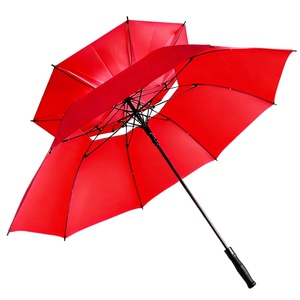 New Semi Automatic Integrated Canopy Straight <b>Umbrella</b> Golf Pongee Fabric Waterproof <b>Windproof</b> 130cm Outdoor Sports Protection - Product Image 1