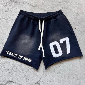 Pantalones Cortos Unisex <span class=keywords><strong>de</strong></span> Forro Polar con Logotipo Personalizado OEM, Estilo Urbano, Nueva Tendencia, Corte Holgado, Bordados, Antiarrugas, Ecológicos para Hombre - Product Image 5