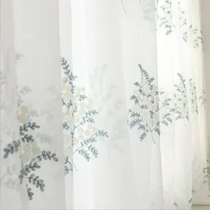 2021 New Design Cheap Spring Household Decorative Sheer Embroidery Living Room Kitchen Curtain