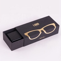 Boîte à lunettes de soleil en papier d'art noir avec logo en aluminium personnalisée en usine Boîte à tiroir en papier noir pour lunettes