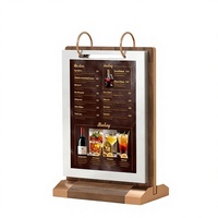 Support de menu pliable moderne en bois A5, écologique et portable, pour restaurants, hôtels, magasins, bureaux