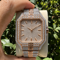 Montres mécaniques entièrement serties de diamants, cadran en cristal saphir, montres automatiques de luxe en moissanite pour hommes