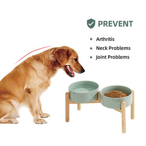 Cuencos Shamitao de cerámica personalizables para perros y gatos, individuales o dobles, con soporte de madera, cuencos ecológicos para comida de mascotas, venta al por mayor - Product Image 5