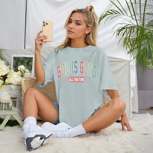 T-shirt surdimensionné pour femme FOXA - Dieu est bon - T-shirt inspirant avec verset biblique - Jersey 100% coton respirant - Product Image 4