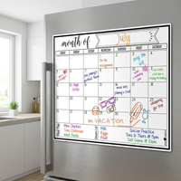 Planificateur mensuel magnétique effaçable à sec de qualité supérieure pour réfrigérateur et bureau, feuille de calendrier magnétique flexible avec revêtement PET résistant aux taches