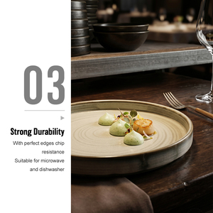 Piatto in Ceramica <span class=keywords><strong>Gialla</strong></span> Reattiva Stile Nordico con Bordo Organico Texturizzato, Piatto da Cena in Porcellana per Ristoranti, Hotel e Tavole di Alta Cucina - Product Image 5