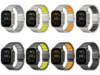 Bracelet en acier inoxydable avec fermoir magnétique de luxe, bracelet en silicone pour Apple Series 11 10 9 8 7 6 5 SE 46 49 mm