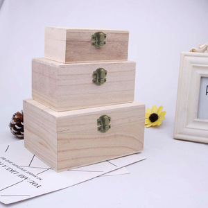 Mini <strong>Wooden</strong> Box with Lids Locking Clasp DIY <strong>Unfinished</strong> Blank Craft Box Treasure <strong>Chest</strong> for Jewelry Mementos and <strong>Small</strong> Items - Product Image 2