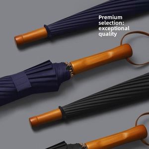 Wholesale Printable Logo Business Gift <b>Umbrella</b> Men's <b>Large</b> Plastic Handle Manual Golf Advertising <b>Umbrella</b> With Wooden Handle - Product Image 2