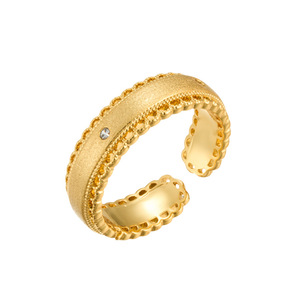 Original Design Retro Lace Trim Gold Brushed Open Ring Copper Alloy Real Gold Plated Adjustable Index Finger Ring - Product Image 5