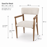 Fauteuil de salle à manger contemporain rembourré en bois avec dossier et design stable pour usage domestique et hôtelier, marque OEM/ODM