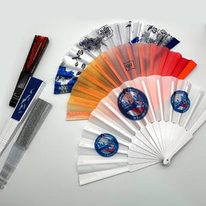 Éventail pliant classique en tissu polyester avec logo personnalisé, en plastique plat, pour femmes, idéal pour les activités estivales en extérieur - Product Image 4
