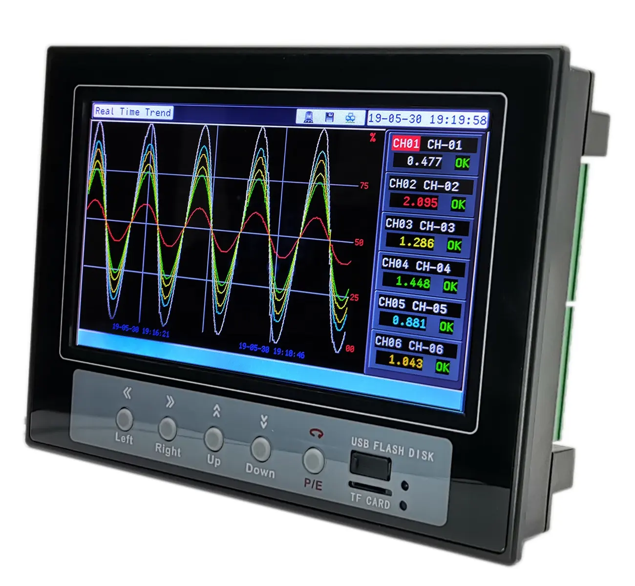 MPR4200S: 7'' Industrial Universal/RS485 Input 8/32 Channels Digital Color Paperless Recorder for Pressure Temperature Humidity