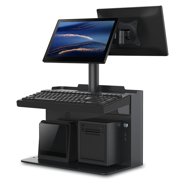 New All in One Dual Screen Pos Machine Built in Printer QR Code Scanner and Keyboard
