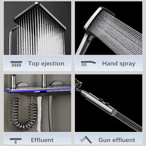 Vanne murale en céramique à affichage LED Offre Spéciale hôtels de luxe robinet thermostatique numérique intelligent 3 jets de massage Pause appartements - Product Image 4