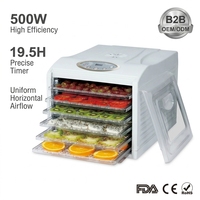 6-Tray Voedseldehydrator - 500W Hoge Vermogen Slimme Besturing - Gelijkmatig Drogen voor Gedroogd Vlees & Fruit - BPA-Vrij - Huishoudelijk Gebruik - Milieuvriendelijk