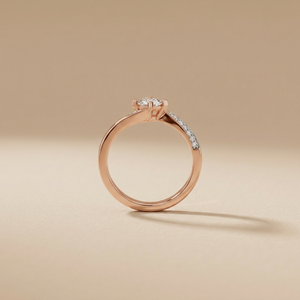 Anillo de compromiso clásico para mujer con diamante solitario de 0.8 CT, corte brillante redondo, cultivado en laboratorio, con piedras laterales, oro rosa de 14K, certificado IGI. - Product Image 3