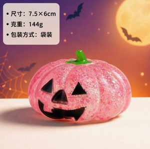Halloween Glitter Pumpkin Squishy Transparent TPR Maltose Stress Ball Liquid Glow Flow Squeeze Fidget Toy Kids Halloween Party - Product Image 6