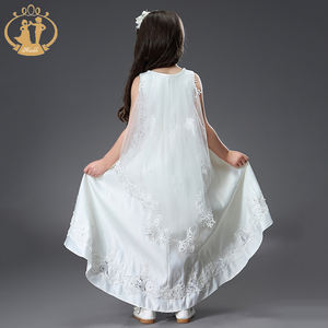 Nimble White Satin Elegant Flower Girls Vestidos Dama <span class=keywords><strong>DE</strong></span> HONOR Kids Party Trailing Ropa Adolescente Princesa <span class=keywords><strong>Vestido</strong></span> <span class=keywords><strong>de</strong></span> primera comunión - Product Image 5