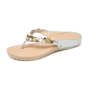 <strong>Flip</strong> <strong>Flop</strong> for Woman Size 4 Flat Crystal Jelly Rhinestone Sandal Woman studded Flat Thong Bling Sandal Shoes <strong>Silver</strong> Star slippers - Product Image 1