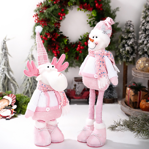 Ornamenti Natalizi in Peluche Fatti <span class=keywords><strong>a</strong></span> Mano, Adorabile Bambola di Babbo <span class=keywords><strong>Natale</strong></span> Rosa con Gambe Estensibili e Retrattili, Stile Europeo, Ecologica - Product Image 3