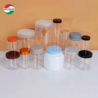 Bouteilles en PET de couleur personnalisée avec bouchons à vis, plastique de qualité alimentaire, tailles personnalisées, emballage alimentaire et de boissons