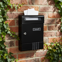 Boîte aux lettres murale antivol de style vintage noire avec serrure à clé en métal pour extérieur grande capacité pour livraison de colis