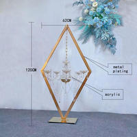 Candélabres en métal doré et argenté, grands, en forme de diamant, avec supports de bougies en acrylique, pour décoration de mariage, centres de table, supports de fleurs, vases