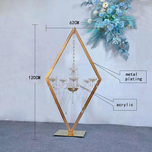 Candelabros Altos de Metal Dorado y Plateado con Diamantes, Portavelas Acrílicos, Decoración para Bodas, Centros de Mesa, Soportes para <span class=keywords><strong>Flores</strong></span>, Jarrones - Product Image 3