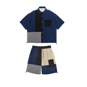 <span class=keywords><strong>2020</strong></span> nouvelle <span class=keywords><strong>tendance</strong></span> épissure blanc Hip Hop décontracté à manches courtes T-shirt et <span class=keywords><strong>costume</strong></span> court hommes et femmes - Product Image 1