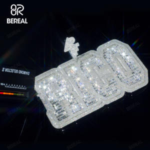 Liontin Huruf 3D Hip Hop Baguette Vvs Moissanite Custom Iced Out Lab Diamond dengan Rantai untuk Pria - Product Image 2