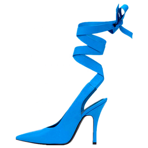 Escarpins d'été respirants à lacets, talons aiguilles souples, talon ouvert, sexy, couleur unie, grande taille 43 pour femme - Product Image 3