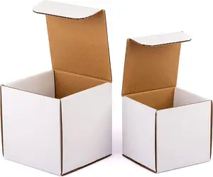 Shipping Boxes 4x4x4 Inch Small Corrugated Mailers Boxes White Gifts Box for Small Business Coffee Mugs Crafts Packing and Mail