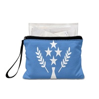Dompet Koin Mini Modis Kanvas Cetak Bendera Kosrae Dompet Ritsleting Portabel dengan Warna Campuran untuk Kartu Koin Barang Kecil