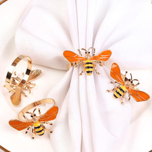 Anello Portatovagliolo a Forma di Insetto con Diamante, Anello Portatovagliolo a Forma di Ape, Anello Portatovagliolo a Forma di Animale con Gocce d'Olio, Bottone Portatovagliolo a Forma di Farfalla - Product Image 2