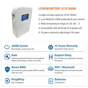Batterie murale LiFePO4 SUPCELION 48V 51.2V 5kWh 10kWh 15kWh 16kWh pour stockage d'énergie solaire domestique avec écran LCD - Product Image 4