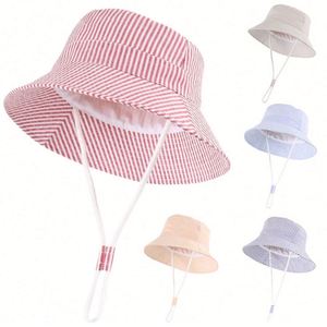 Sombrero de Pescador a Rayas para Niños, Versátil, para Exteriores, Primavera-Verano 2025, para Playa y Protección Solar - Product Image 1