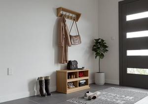 JUNJI Rustic Wooden Coat Rack with <strong>Corner</strong> Metal Wall Mounted Shelves for Living Room Home Decoration <strong>Storage</strong> <strong>Units</strong> - Product Image 5