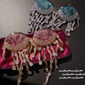 ต่างหูห้อยไพลินรอยัลวินเทจหรูหราแบบอิตาลีต่างหูรูปต้นโพคาฮอนทัสแมงกะพรุนเพทายดีไซน์แฟชั่นย้อนยุค - Product Image 3