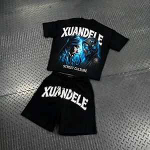 Conjunto de Camiseta y Pantalones Cortos Extra Grandes para Hombre, Diseño Gráfico, Ropa Urbana, Conjunto Casual de 2 Piezas para Venta al Por Mayor - Product Image 1