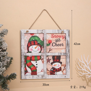 Letrero Colgante de Madera para Puerta de Navidad, Adorno de Papá Noel y Muñeco de Nieve, Decoración Colgante Navideña y Regalo de Navidad - Product Image 5