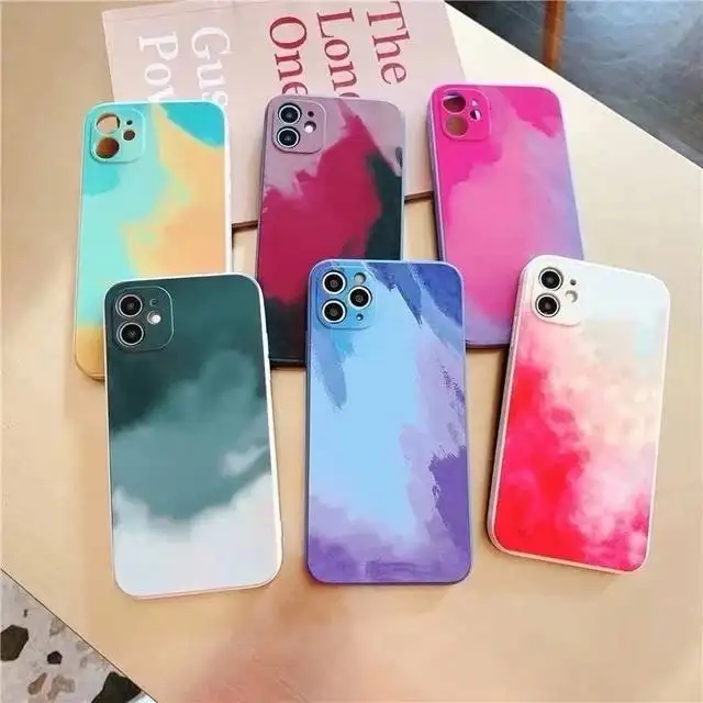 Newest Watercolor Frosted Soft TPU Back Cover For iPhone 11 12 Pro Max SE 2020 6 S 7 8 10 X XR XS Max Plus Phone Case
