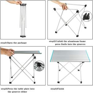 Table pliante portable légère noire, table de camping en aluminium pliable avec <span class=keywords><strong>sac</strong></span> pour l'extérieur, la randonnée, le trekking - Product Image 6