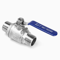 Vannes à boisseau sphérique manuelles en acier inoxydable, 2 pièces, double filetage extérieur, personnalisables OEM, pour contrôle marche/arrêt haute pression sur pipeline, Carp Journey