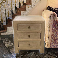 Table de chevet moderne et minimaliste à 3 tiroirs Montecito Mobilier de chambre à coucher en bois d'orme massif pour appartement ou hôtel