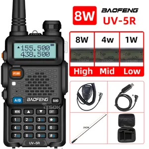Baofeng uvu 5r walkie talkie ham جهاز إرسال واستقبال لاسلكي مزدوج المدى في اتجاهين محمول FM
