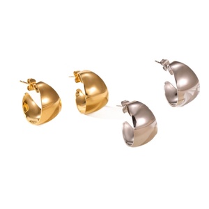 Pendientes de aro gruesos de alta moda para mujer al por mayor, chapados en oro, joyería que no se deslustra para fiestas a la moda - Product Image 5
