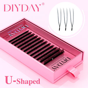 DIYDAY Extensions de cils en forme de U en grappe individuelle 0.07 <span class=keywords><strong>D</strong></span> Mix Taille Faux cils de vison naturels - Product Image 1
